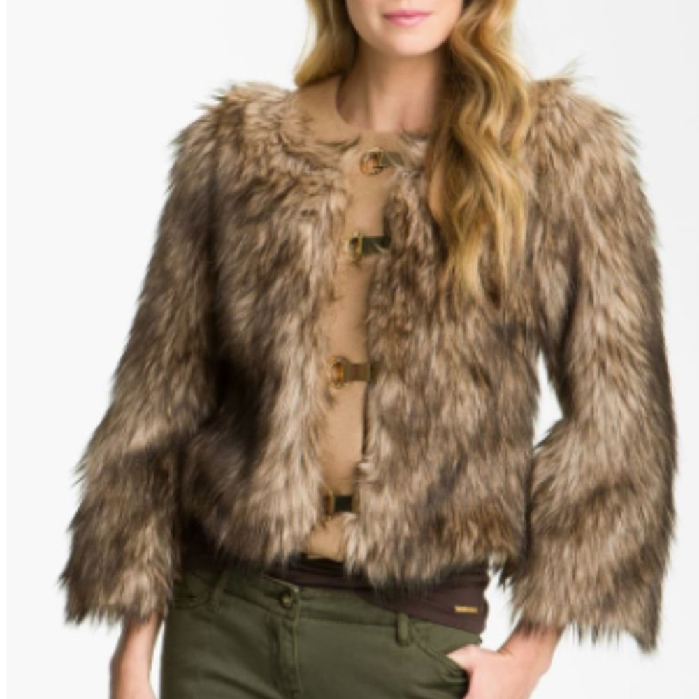 Michael Kors Faux Coyote Fur Jacket